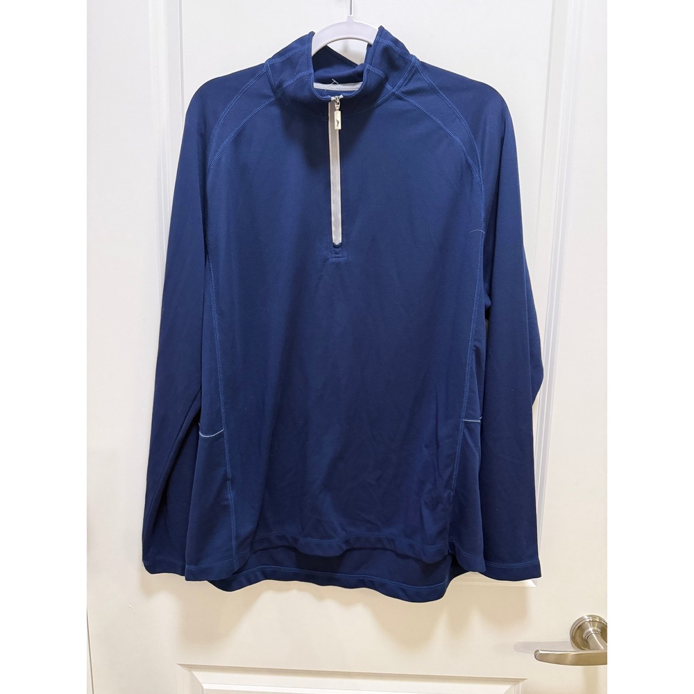 Tommy Bahama Mens Large Navy Blue Quarter Zip Pullover Long Sleeve Performance
